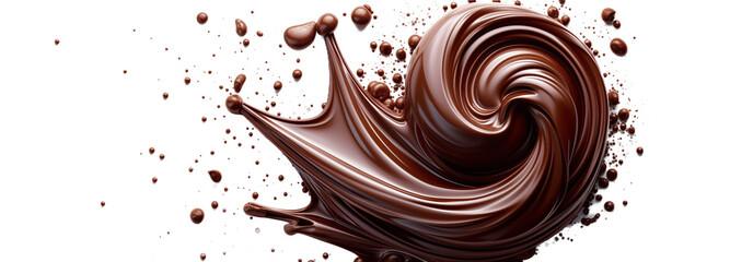 chocolate spread waves with splashes PNG file - obrazy, fototapety, plakaty