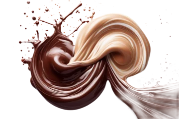 Selbstklebende Fototapeten chocolate spread waves with splashes PNG file © boyhey