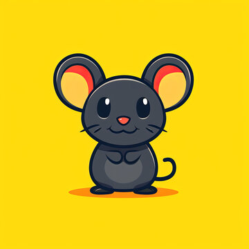 Cute funny mouse illustration on colorful background. 