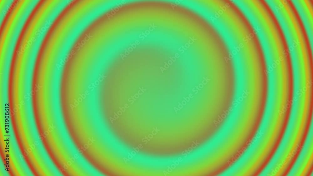 Poster seamless loop abstract neon green and yellow circular waves animation background with smooth color t