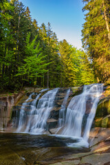 Fototapeta na wymiar Waterfall Mumlava near Harachov, Giant Mountains (Krkonose), Eastern Bohemia, Czech Republic