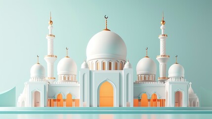 Ethereal Masterpiece: 3D Mosque Design Crafted with Generative AI Ingenuity