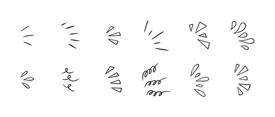 Japanese Manga line elements set for character emotion. Doodle icons isolated on white background. - obrazy, fototapety, plakaty