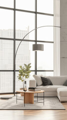 Comfortable modern sofa, soft luxury couch in cozy living room minimal elegant aesthetic home interior design contemporary style background space. House furniture store shopping advertising promo .