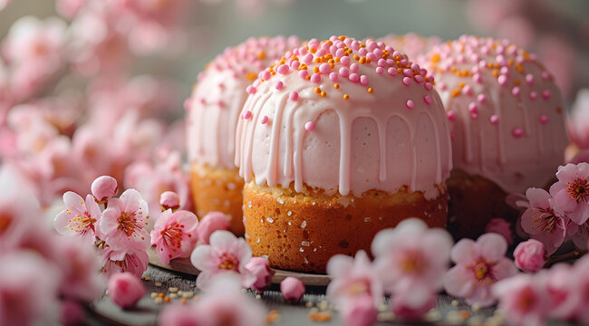 Easter baking in the background with spring flowers.