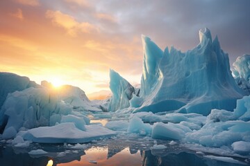 Melting icebergs in Arctic landscape - obrazy, fototapety, plakaty