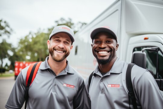 Group portrait of a moving crew