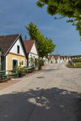 Fototapeta na wymiar Traditional wine cellars street (kellergasse) in Falkenstein, Lower Austria, Austria