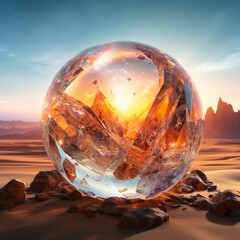 Eine Glaskugel in der Wüste