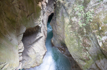 The waterfall and chasm Orido di Bellano - Lago di Como lake.