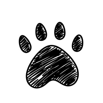 Marker Paw Print Isolated Hand Draw.