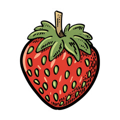 Marker Strawberry Isolated Hand Draw.