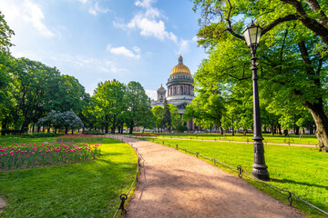  St. Petersburg, Russia - 30 may 2023: St. Isaac's Cathedral in spring
