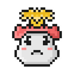 Fototapeta premium Pixel style fly agaric mushroom illustration. Cartoon exploding head.