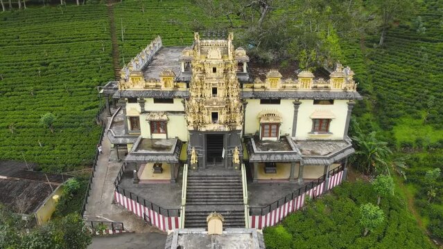 Aerial shot of Hindu Temple kotagala, Sri Lanka.