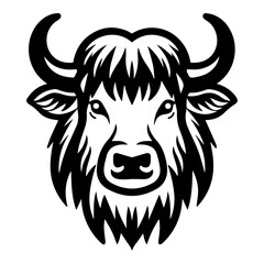 Wild Bull Flat Icon Isolated On White Background