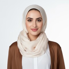 Portrait of a Smiling Young Woman Wearing a Hijab Suitable for Beauty and Fashion Industries