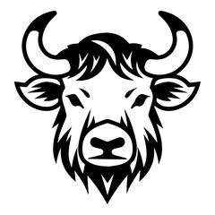 Wild Bull Flat Icon Isolated On White Background