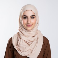Portrait of a smiling young woman in a hijab for cultural diversity themes