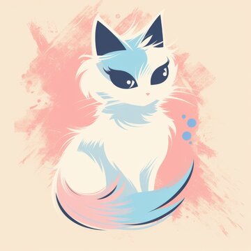 An Eye-Catching Anime-Inspired Logo With A Trendy Cat Design. Concept Creative Abstract Art, Nature Inspired Landscapes, Elegant Still Life, Vintage Retro Aesthetics