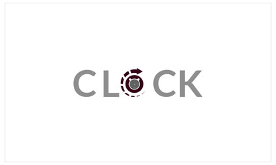 text clock logo vector illustration, creative latter  O   clock logo.