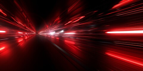 Dynamic Red-Glowing Lines On An Abstract Dark Background: Ideal For Business Social Media And Advertising Events. Concept Abstract Dark Background, Red-Glowing Lines, Business Social Media