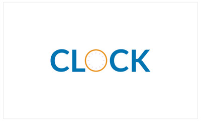 text clock logo vector illustration, creative latter   O  clock logo.