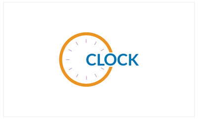 text clock logo vector illustration, creative   clock logo.