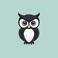 Fototapeta premium Black And White Owl Logo With A Sleek Modern And Minimalist Design. Concept Modern Owl Logo, Minimalist Design, Black And White, Sleek Aesthetics