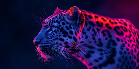 Colorful Leopard Abstract Wallpaper With Vibrant Panthera Against Contrasting Background. Concept Abstract Art, Leopard Wallpaper, Vibrant Panthera, Colorful Background, Contrasting Design