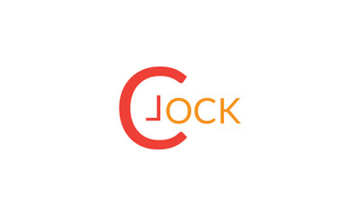 text clock logo vector illustration, creative latter   C  clock logo.