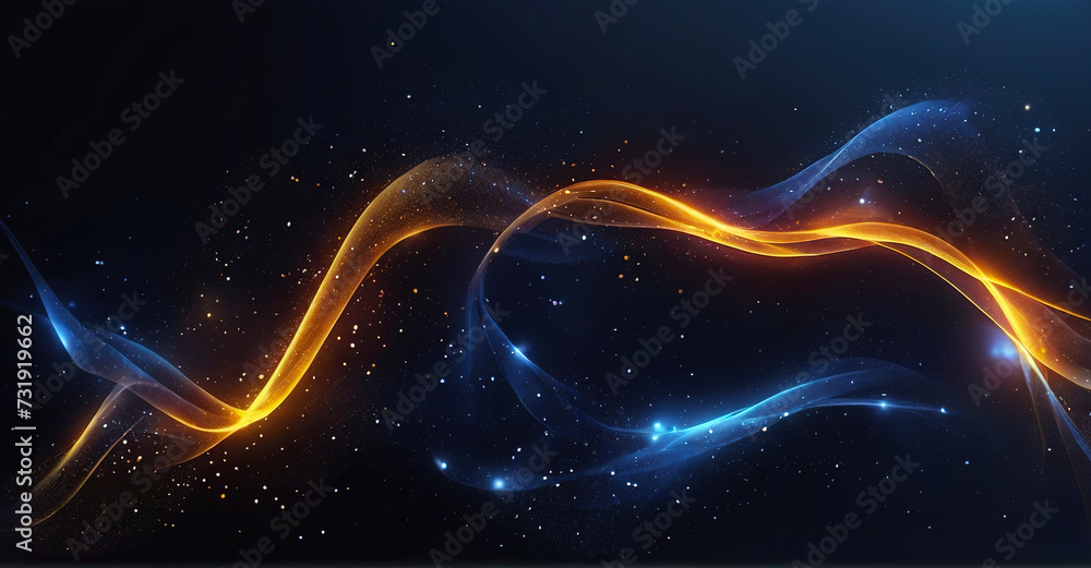 Poster dark blue and glow particle abstract background
