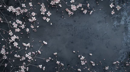 Abwaschbare Fototapete Schmetterlinge im Grunge cherry blossoms on dark backround