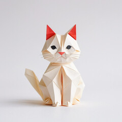 Obraz premium Cute kitty paper art. Sitting on a light colored background