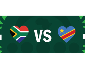 Obraz premium South Africa And Dr Congo Match Heart Flags African Nations 2023 Emblems Teams Countries African Football Symbol Logo Design Vector Illustration