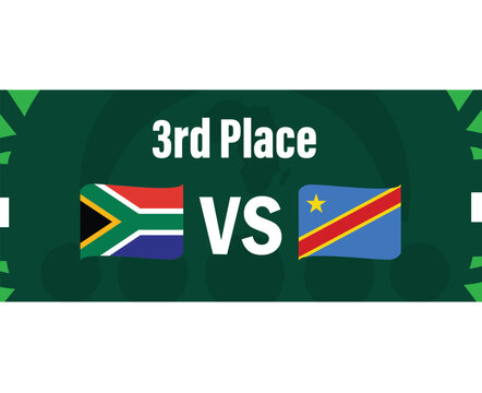 South Africa And Dr Congo 3rd Place Match Ribbon Flags African Nations 2023 Emblems Teams Countries African Football Symbol Logo Design Vector Illustration