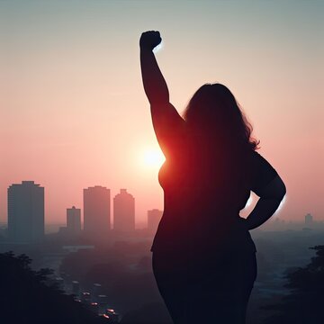 trength and Grace: Silhouette of Woman Embracing Independence