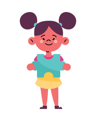 down syndrome girl with puzzle