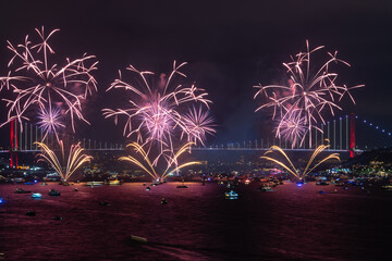 100th Anniversary Celebrations of the Republic of Türkiye Fireworks Show Drone Photo, 15 July...