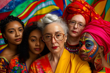 Fototapeta premium A vibrant photo of women of different ages and backgrounds embracing diversity and empowerment