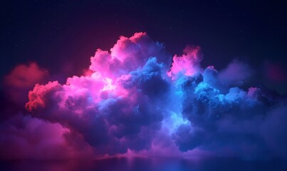 3d render, abstract stormy cloud glowing from inside with bright pink blue light. Neon background, Generative AI - obrazy, fototapety, plakaty
