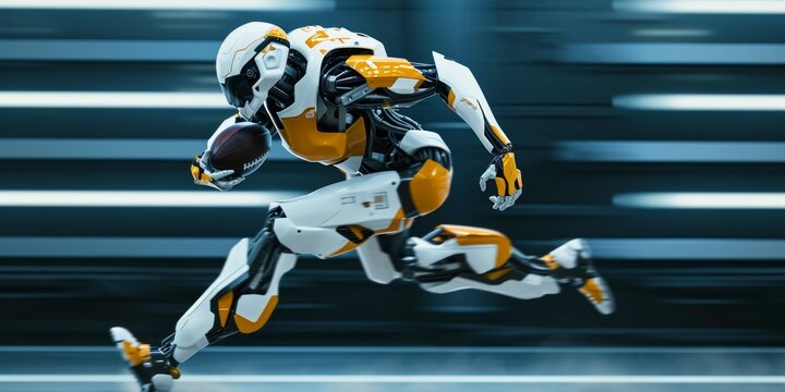 robotic american football player in speed running