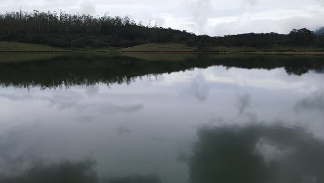 Beautiful Aerial view of Meepilimana lake in Nuwara Eliya, Sri Lanka.