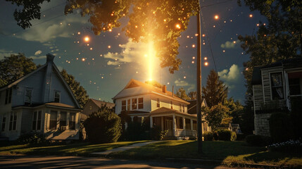House with a guiding light, located in the neighbohood