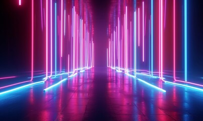 3d render, abstract pink blue neon background. Futuristic wallpaper, Generative AI