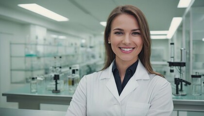 a female laboratory assistant, a girl in the laboratory, a female medical worker, a laboratory worker