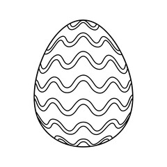 Hand drawn Easter egg.  Coloring book page antistress for adults and children. Beautiful doodle ornament. Vector outline sketch illustration isolated on white background. 