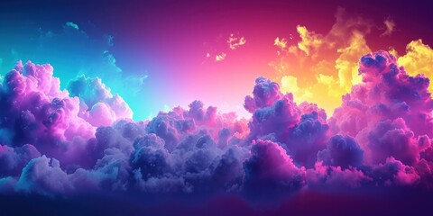 Fototapeta na wymiar 3d render, abstract fantasy background of colorful sky with neon clouds, Generative AI