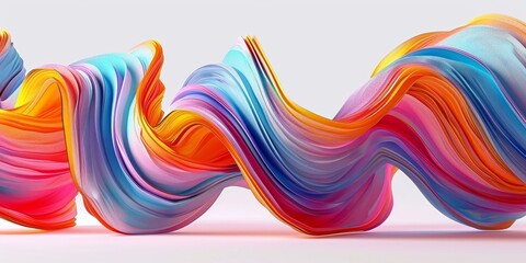 3d render. Abstract background, spiral paint smear, curly multicolored brushstroke. Artistic wallpaper. Folded ribbon, Generative AI