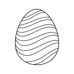 Hand drawn Easter egg.  Coloring book page antistress for adults and children. Beautiful doodle ornament. Vector outline sketch illustration isolated on white background. 